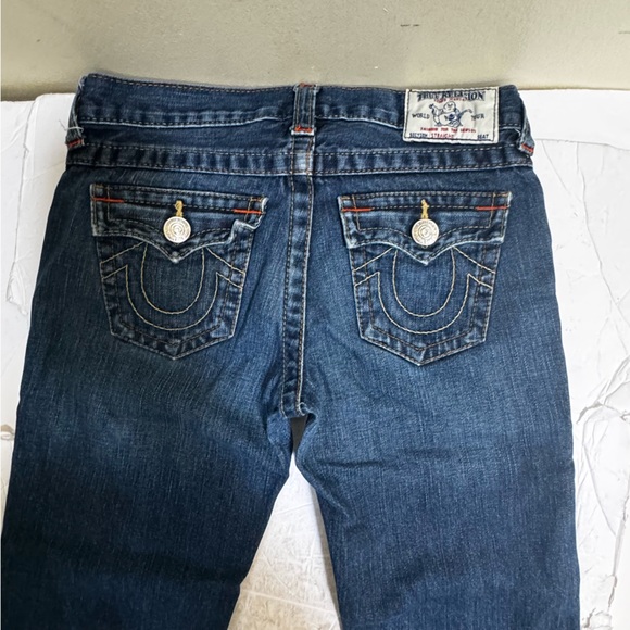 True Religion Straight Leg Flaps Picket Stitch Boys Zip Fly Vintage Blue sz 10 - Picture 8 of 16
